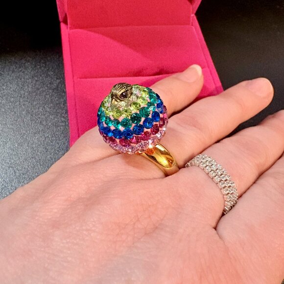Stunning NIB Kurt Geiger London Rainbow Pave Bubble Ring - Picture 3 of 6
